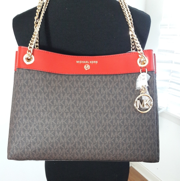Michael Kors Susan Brown & Red Shoulder Bag - Picture 2 of 16